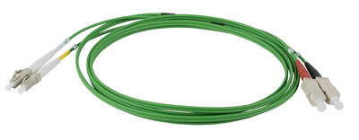 INFRALAN© Duplex Jumper LC-SC 50/125µm -- OM5, LSZH, limetten grün, 2.0mm, 0,5m
