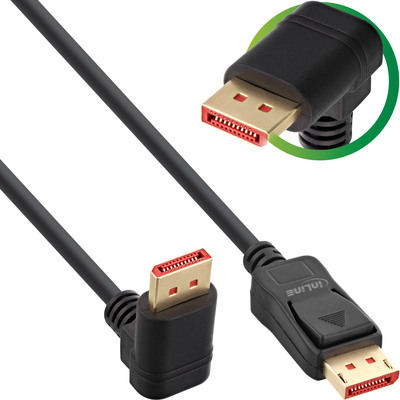 InLine® DisplayPort 1.4 Kabel, 8K4K, nach unten gewinkelt, schwarz/gold, 1m (Produktbild 1)
