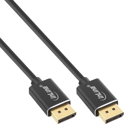 InLine® DisplayPort 1.4 Kabel Slim, 8K4K, schwarz, vergoldete Kontakte, 1,5m (Produktbild 1)