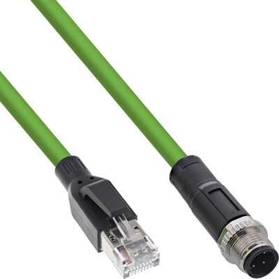 InLine® Industrie Netzwerkkabel, M12 4-pin D-kodiert St. zu RJ45 St., PUR, 1m