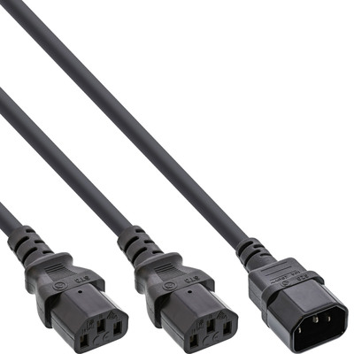 InLine® Netz-Y-Kabel, Kaltgeräte, 1x IEC-C14 auf 2x IEC-C13, 5m (Produktbild 1)