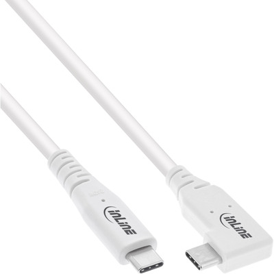 InLine® USB4 Kabel, USB-C, einseitig gewinkelt, PD 240W, 8K60Hz, TPE, weiß, 1m